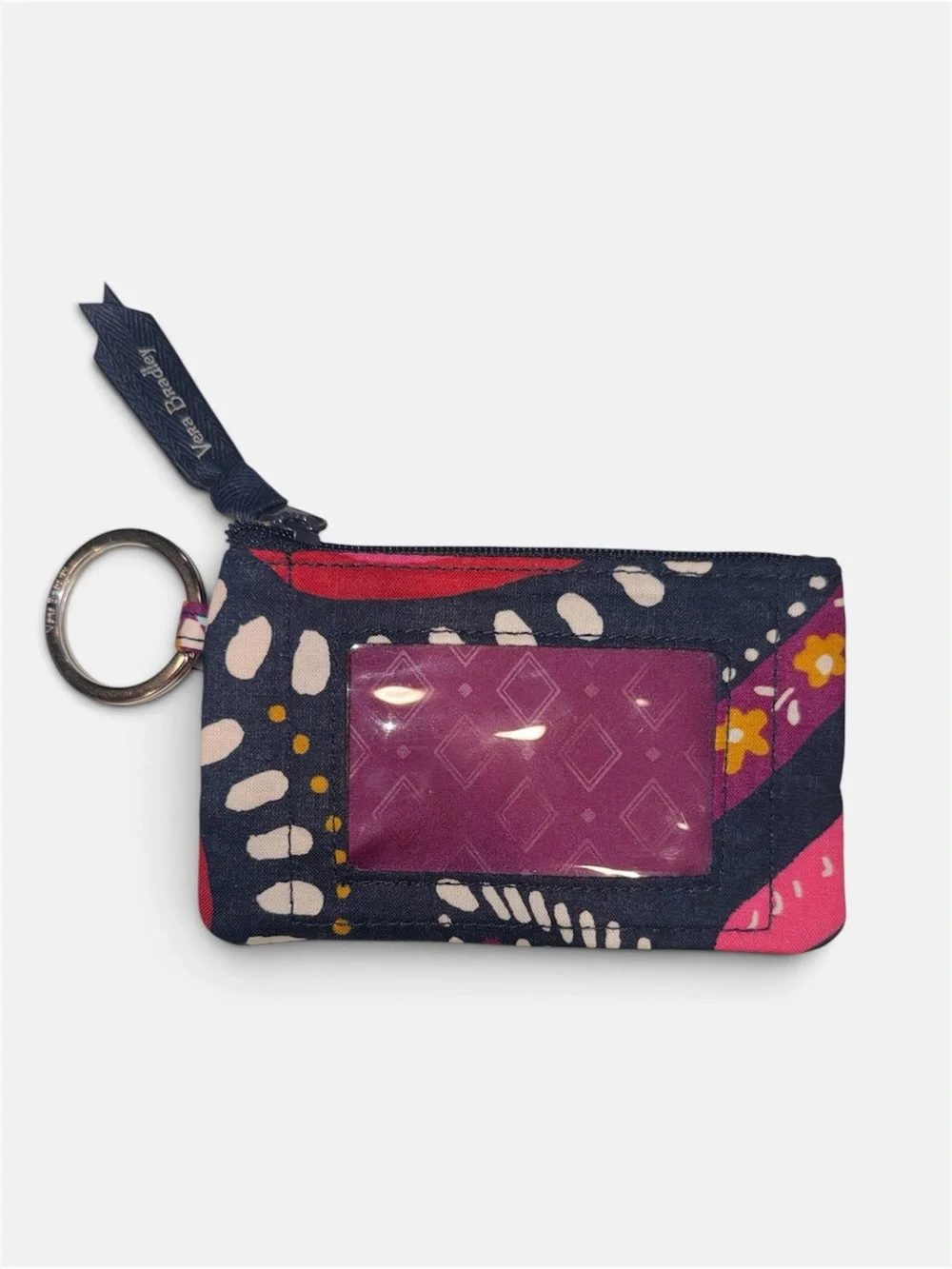 Vera Bradley Navy, Pink & Purple ID Cardholder Key Ring